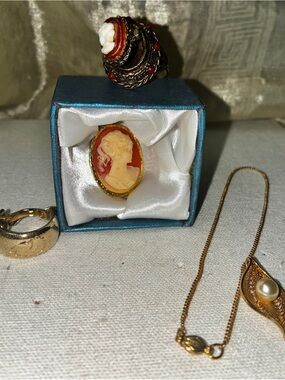 Sarah Coventry “Serene,  Pearl, Cameo & Golden Filigree” Lot